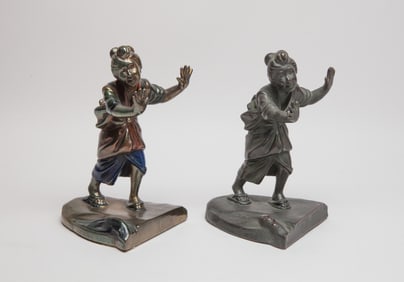 19-20th Painted Bronze Bookend