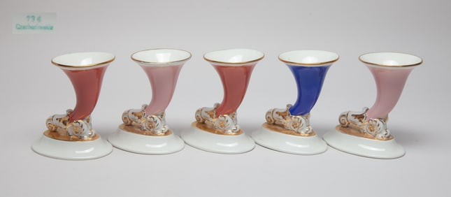 Czechoslovakia Porcelain Cornucopia Cabinet Vases