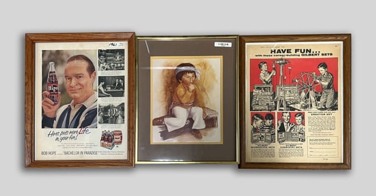 Estate Three Vintage Lithograph