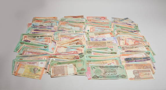 Estate Large Set World Banknotes: Large group of world banknotes. Size varies.