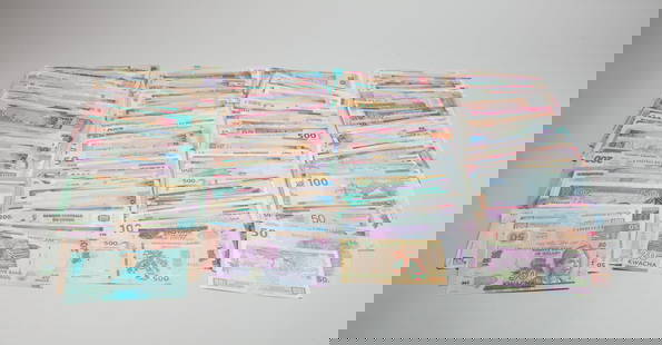 Estate Large Set World Banknotes: Large group of world banknotes. Size varies.