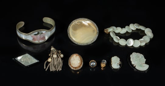Victorian Type MOP & Cameo Jewelry