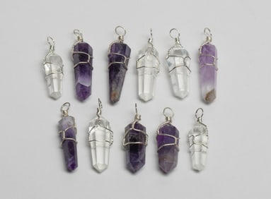 Estate Amethyst, Rock Crystal Pendants