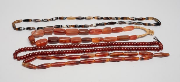 West Asian Cameo, Banded Agate Bead Necklaces