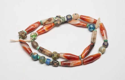 Chinese Agate, Glass Bead Necklace