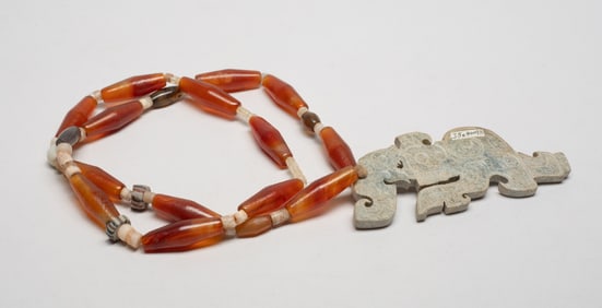 Estate Chinese Agate, Glass, Stone Necklace