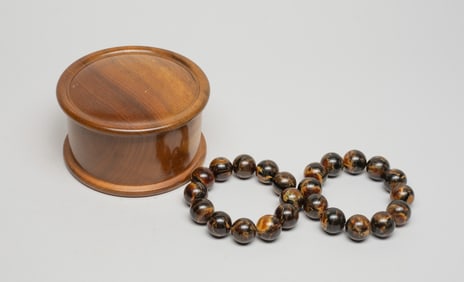 Two Chinese Amber Prayer Beads