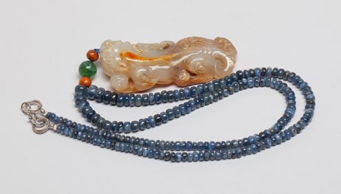 Chinese Russet Jade Beast, Gemstone Necklace