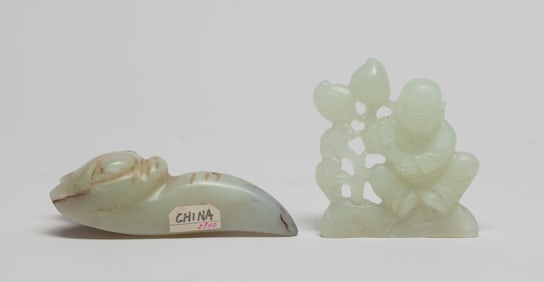 Two Chinese Export Jade Toggles