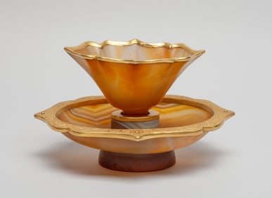 Chinese Export Cameo Agate Cup w/ Stand