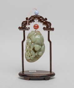 Large Chinese Jade Toggle w/ Stand