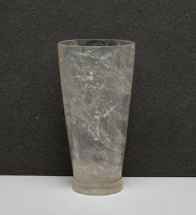 Tall Chinese Sung Type Crystal Cup: Collectible Chinese Sung type crystal carved tall cup. Approx. 6.1*3.1 inch.