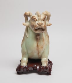 Chinese Chicken Bone Jade Sculpture of Beast