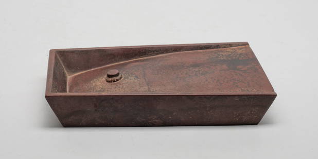 Chinese Export Large Ink Stone: Chinese ink stone of quadrilateral shape, set with a raised boss on the recess. Approx. 7.2*4.2*1.2 inch.