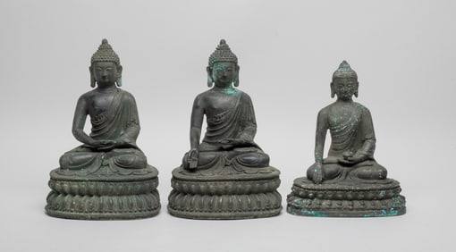 Set Chinese Bronze Sculptures of Buddha