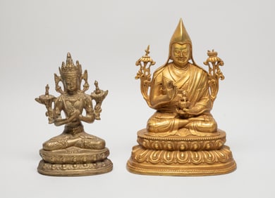 Two Chinese Bronze Sculptures of Buddha