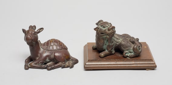 Two Chinese Bronze Paper Weights