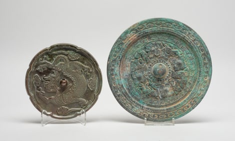 Two Chinese Bronze Mirror Sculpture