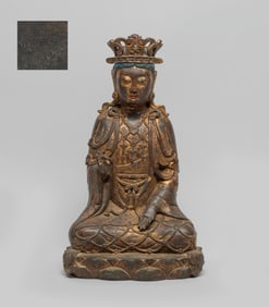 Chinese Export Painted Bronze Sculpture of Buddha