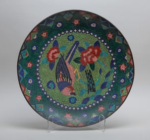Large Antique Japanese Edo Cloisonne Charger