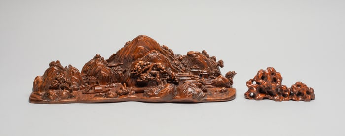 Estate Chinese Wood Sculpture, Brush Stand