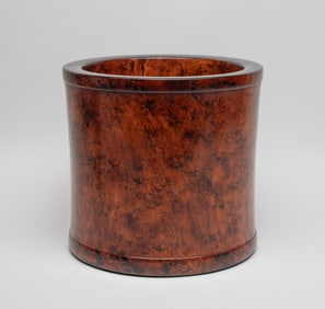 Massive Chinese Wood Brush Pot