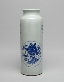Tall Chinese Export Blue & White Porcelain Vase