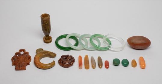 Estate Chinese Peiking Glass & Stone Carvings