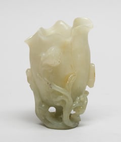 Chinese Jade Carved Lotus Vase