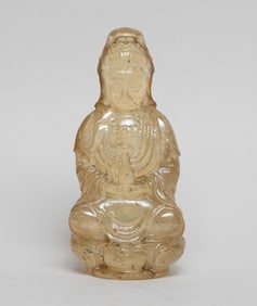 Chinese Crystal/ Peiking Glass Kuanyin Sculpture
