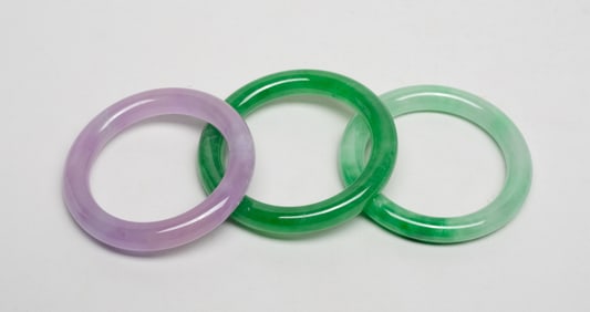 Estate Chinese Colored Stone Bangles