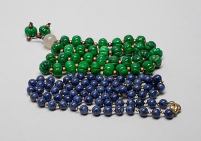Estate Asian Lapis, Stone Necklaces