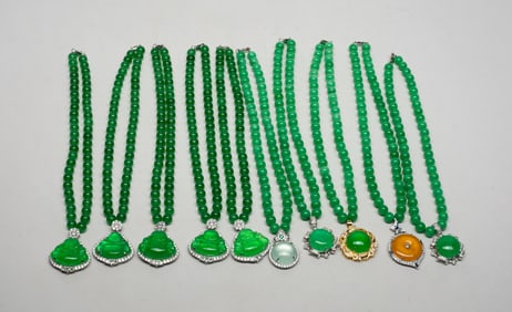 Estate Chinese Export Colored Stone Necklaces