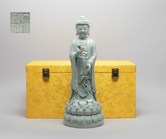 Tall Chinese Blanc De Porcelain Buddha