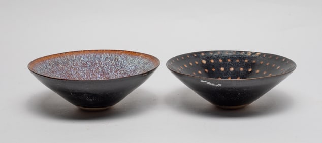 Two Large Chinese Jichou Type Porcelain Tea Bowls