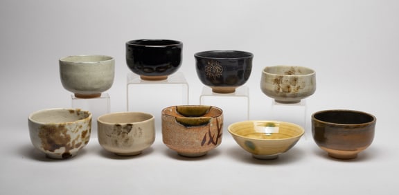 Estate Set Vintage Japanese Stoneware Tea Bowls