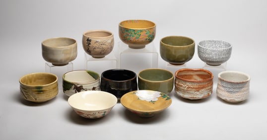 Estate Vintage Japanese Stoneware Tea Bowls