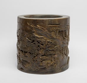 Large Chinese Bark of Agarwood Brush Pot