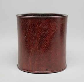 Large Chinese Export Wood Brush Pot