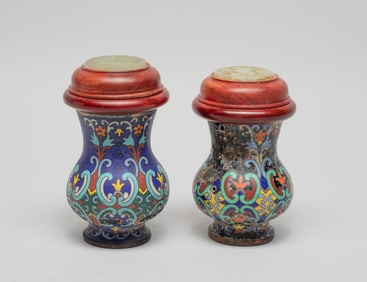 Two Chinese Cloisonne, Jade Jars