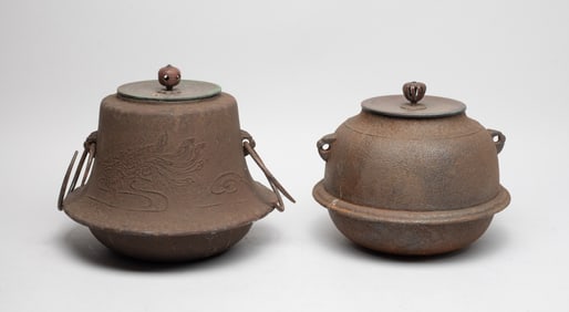 Two Old Japanese Iron Tea Pots