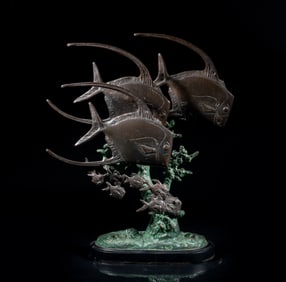 Vintage Bronze Sculpture of Fish