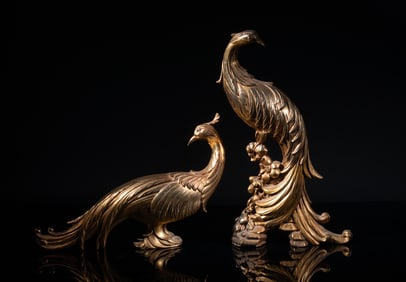 Two Collectible Gold Color Sculptures