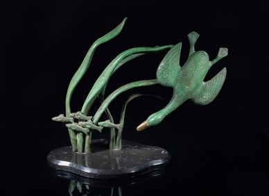 Large Vintage Painted Bronze Sculpture
