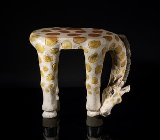 Estate Vintage Giraffe Stool