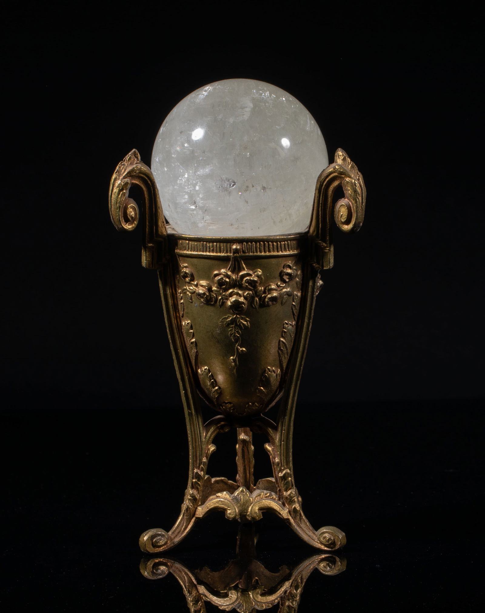 Italy Crystal Ball w/ Gilt Base (1 of 9)
