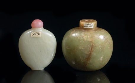Two Chinese Jade Carved Snuff Bottles