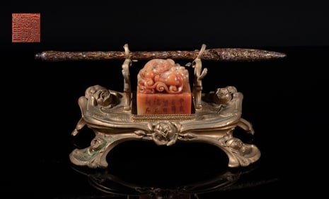Estate Chinese Shoushan Stone Seal Set