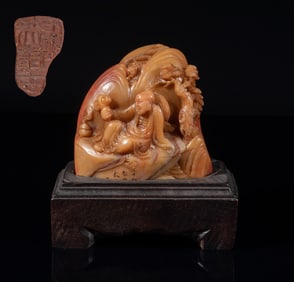 Chinese Shoushan Stone Table Sculpture