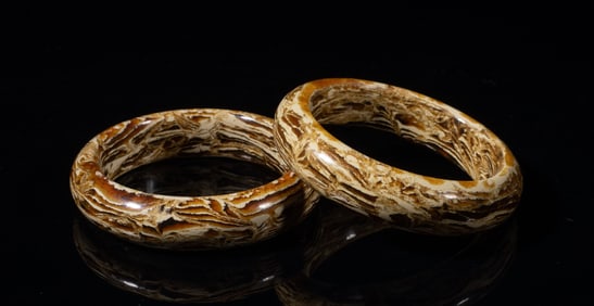 Two Nature Amber Bangles